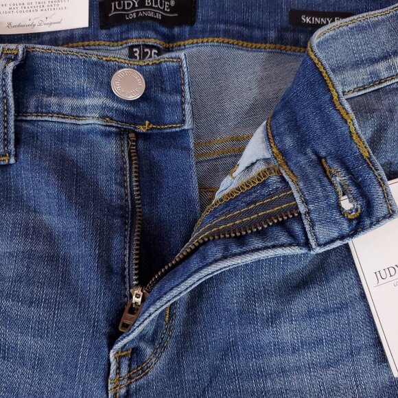 NWT Judy Blue Womens Size 3/26 Skinny Fit Blue Denim Jeans Ankle Slit - Picture 6 of 15